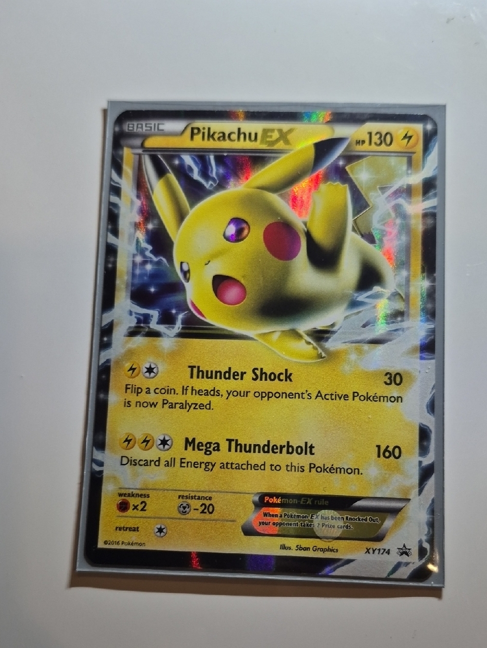 Pokemon Pikachu EX Yellow Black Holographic Trading Card